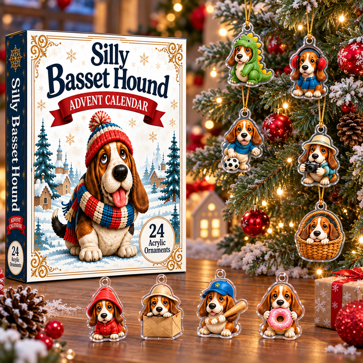 Silly Basset Hound Advent Calendar – 24 Dog Charms