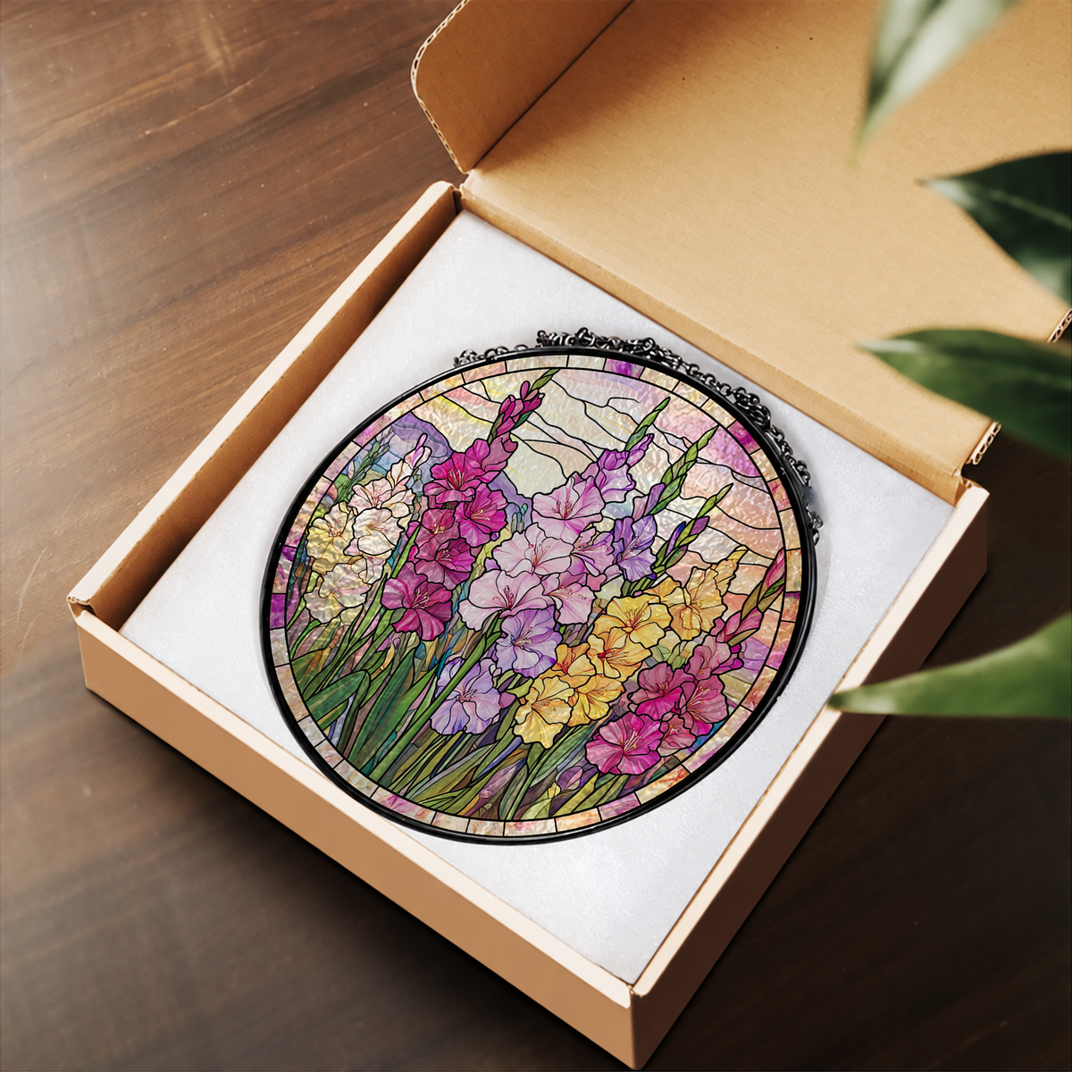 Pastel Snapdragons in Flower Garden stained glass suncatcher – flat printed artwork design