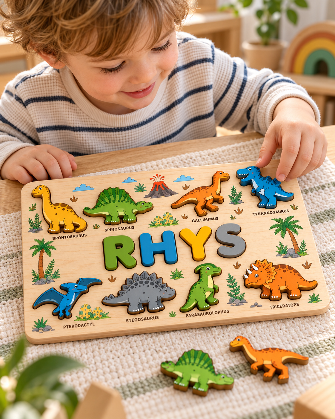 Custom wooden name puzzle, design 013, mockup view 3