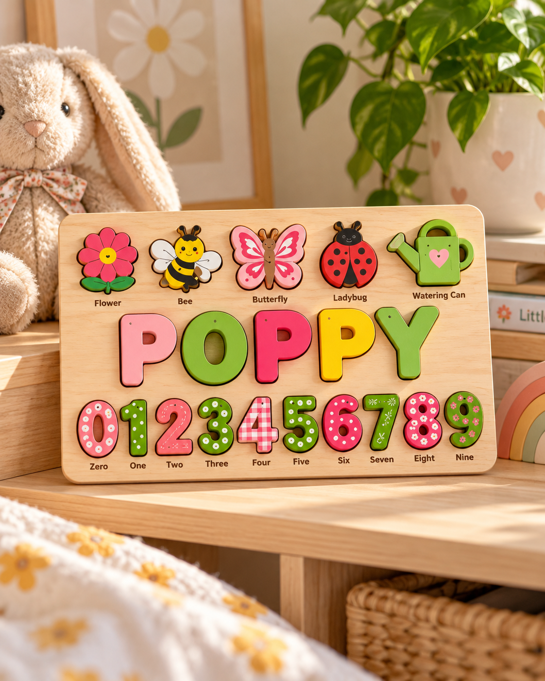 Custom wooden name puzzle, design 014, mockup view 2