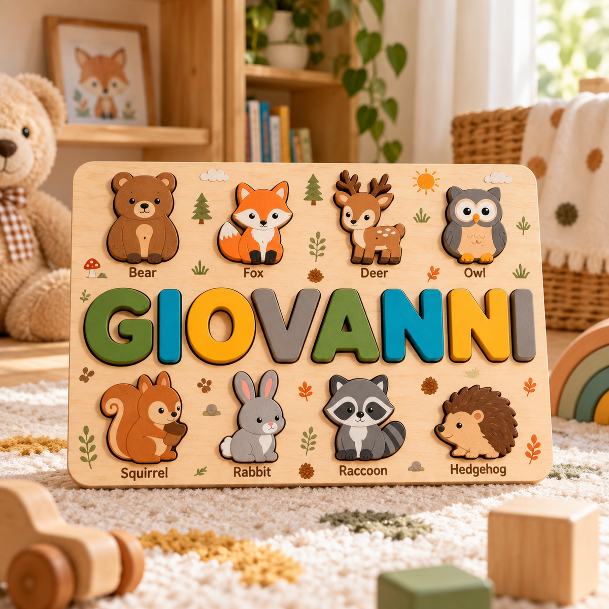 Custom wooden name puzzle, design 015, mockup view 2