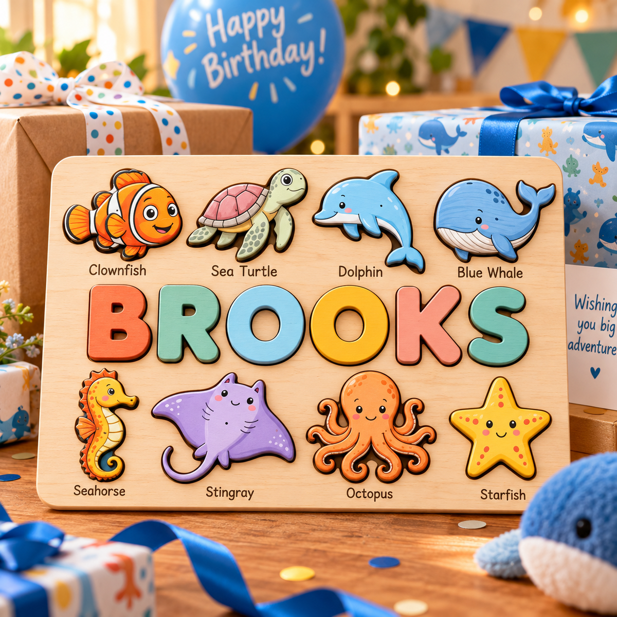 Custom wooden name puzzle, design 016, mockup view 4