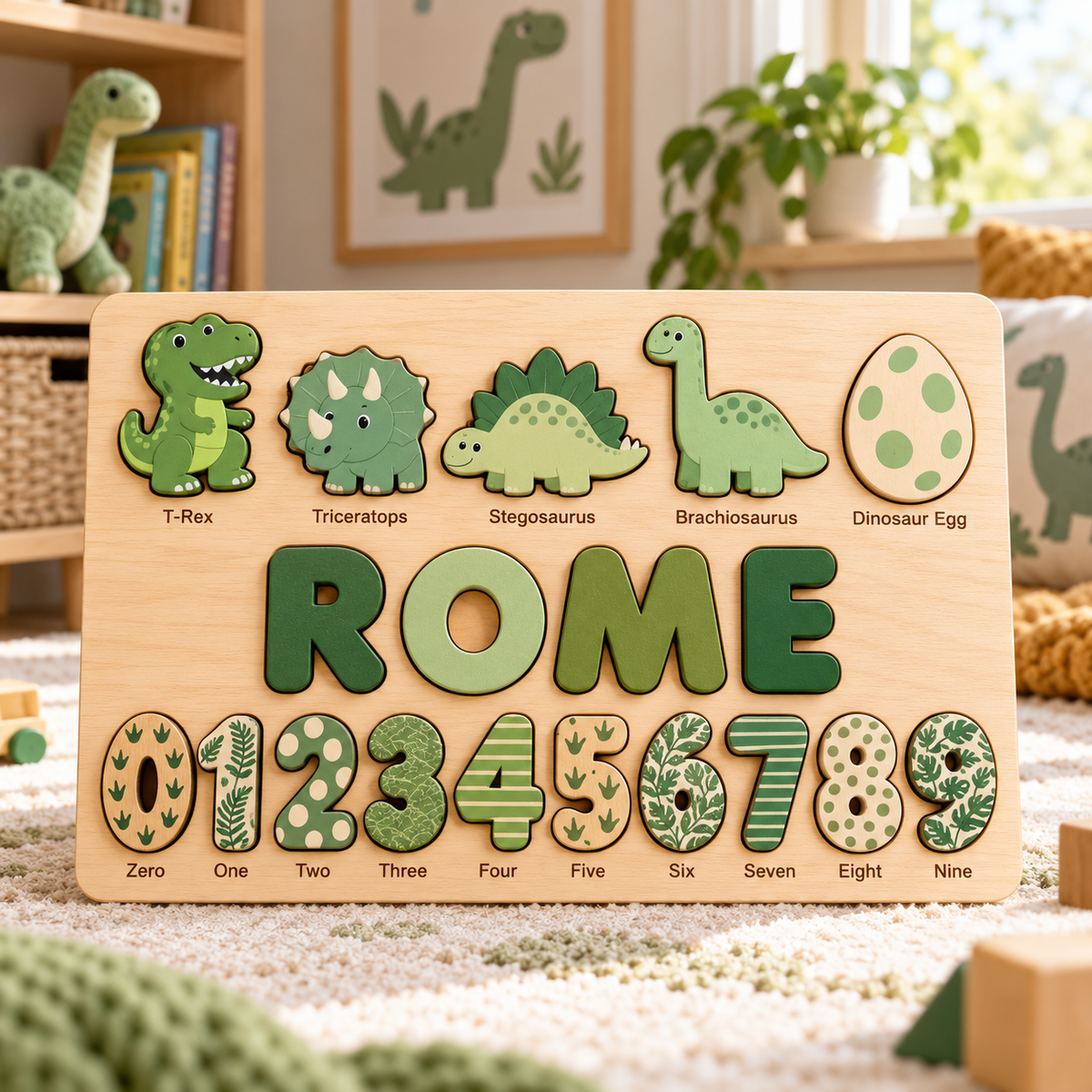 Custom wooden name puzzle, design 028, mockup view 2