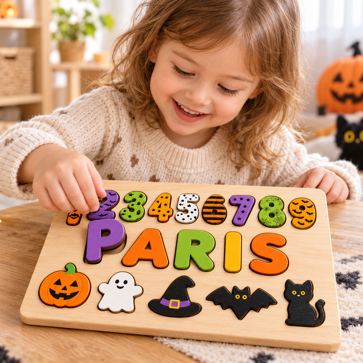 Custom wooden name puzzle, design 033, mockup view 3