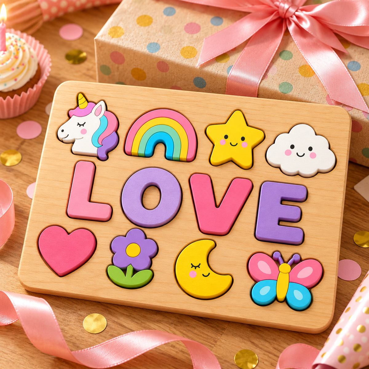 Custom wooden name puzzle, design 036, mockup view 4