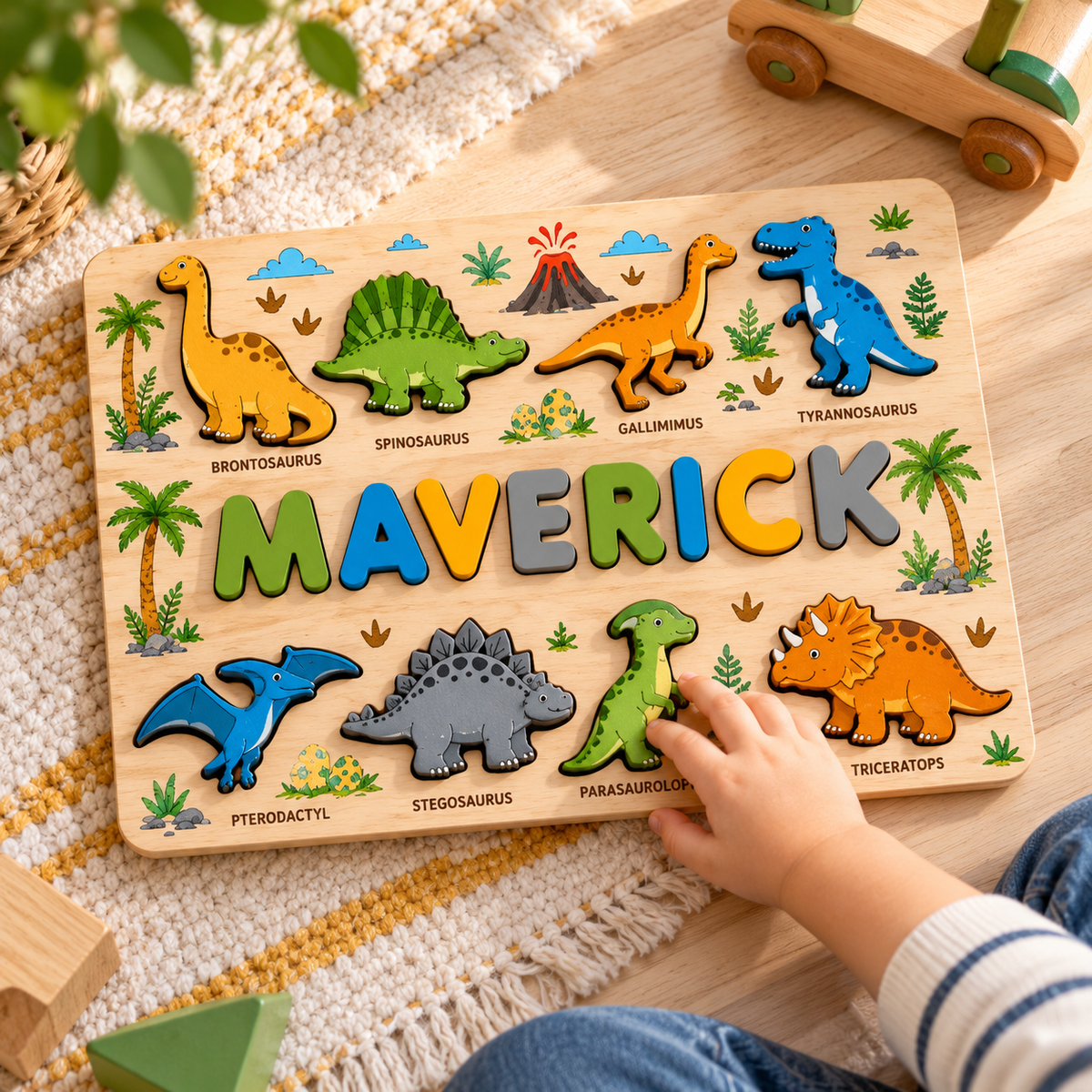 Custom wooden name puzzle, design 038, product mockup 3