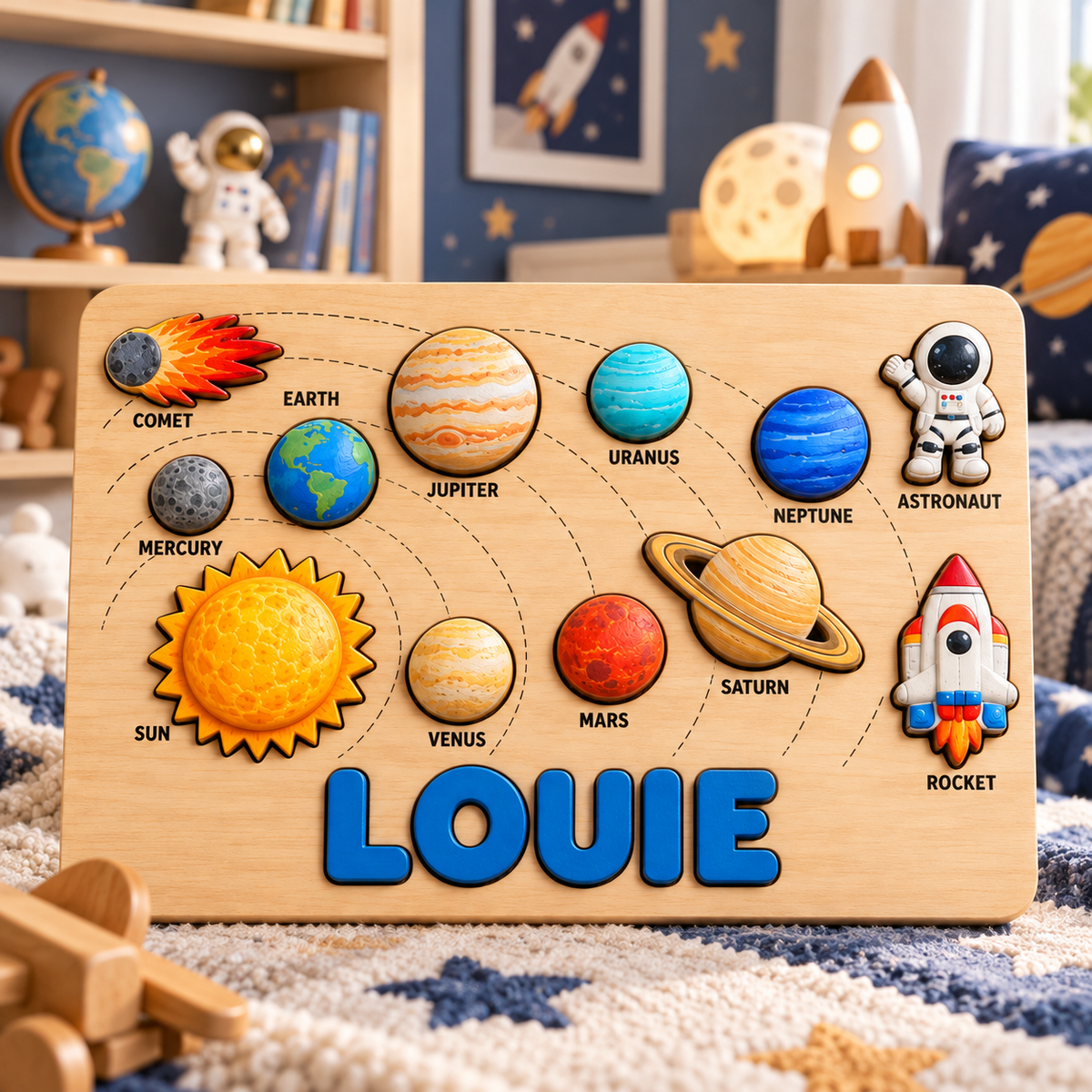Custom wooden name puzzle, design 048, product mockup 2