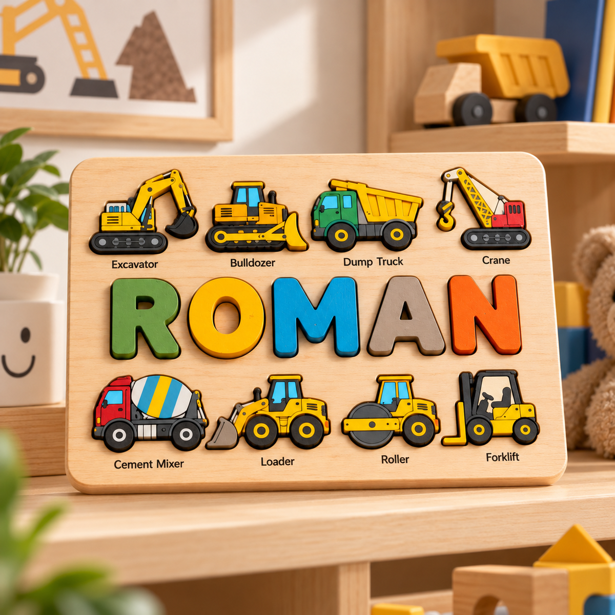 Custom wooden name puzzle, design 007, mockup view 2