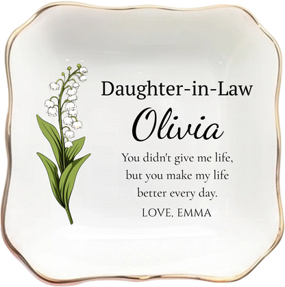 Personalized Daughter-in-Law Birth Flower Jewelry Tray – personalized product image 7