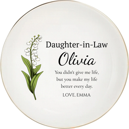 Personalized Daughter-in-Law Birth Flower Jewelry Tray – personalized product image 8