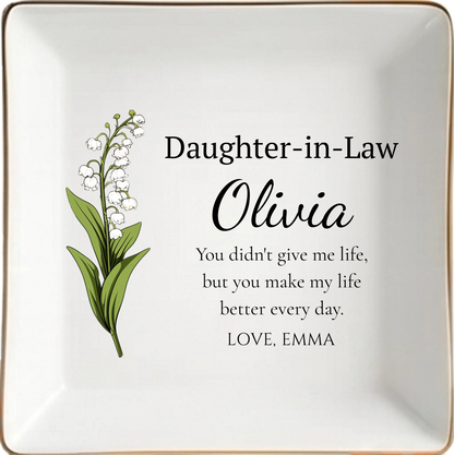 Personalized Daughter-in-Law Birth Flower Jewelry Tray – personalized product image 9