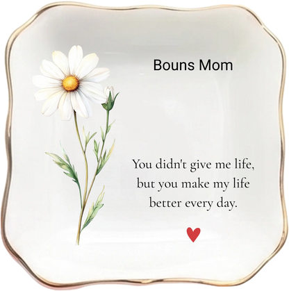 Personalized Bonus Mom Birth Flower Jewelry Tray – personalized product image 7
