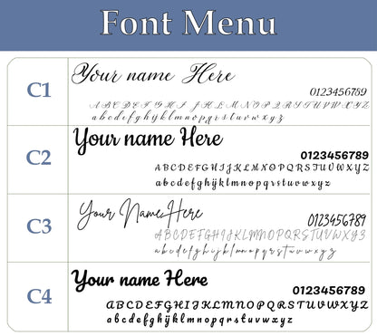 Font selection menu for personalized wooden photo pen organizer