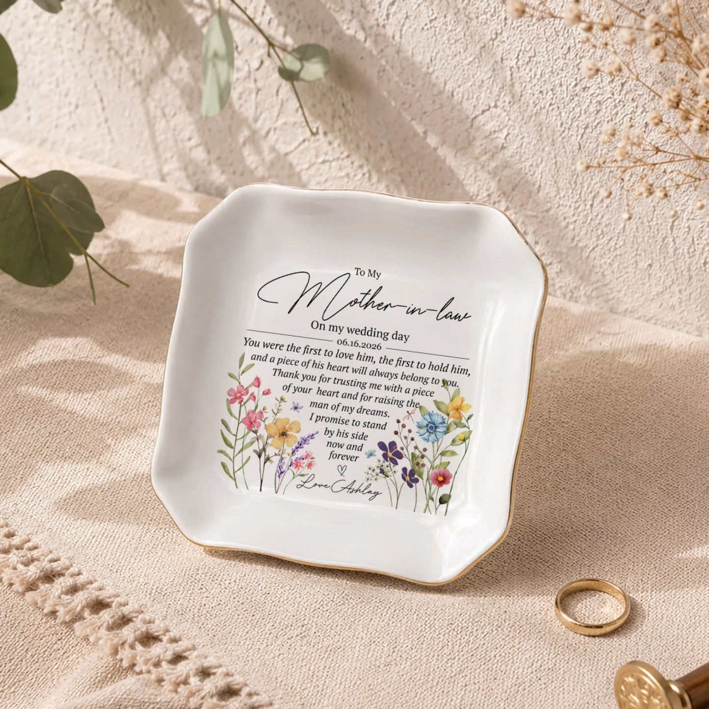 Personalized Mother-in-Law Jewelry Tray – Wedding Day Gift from Bride