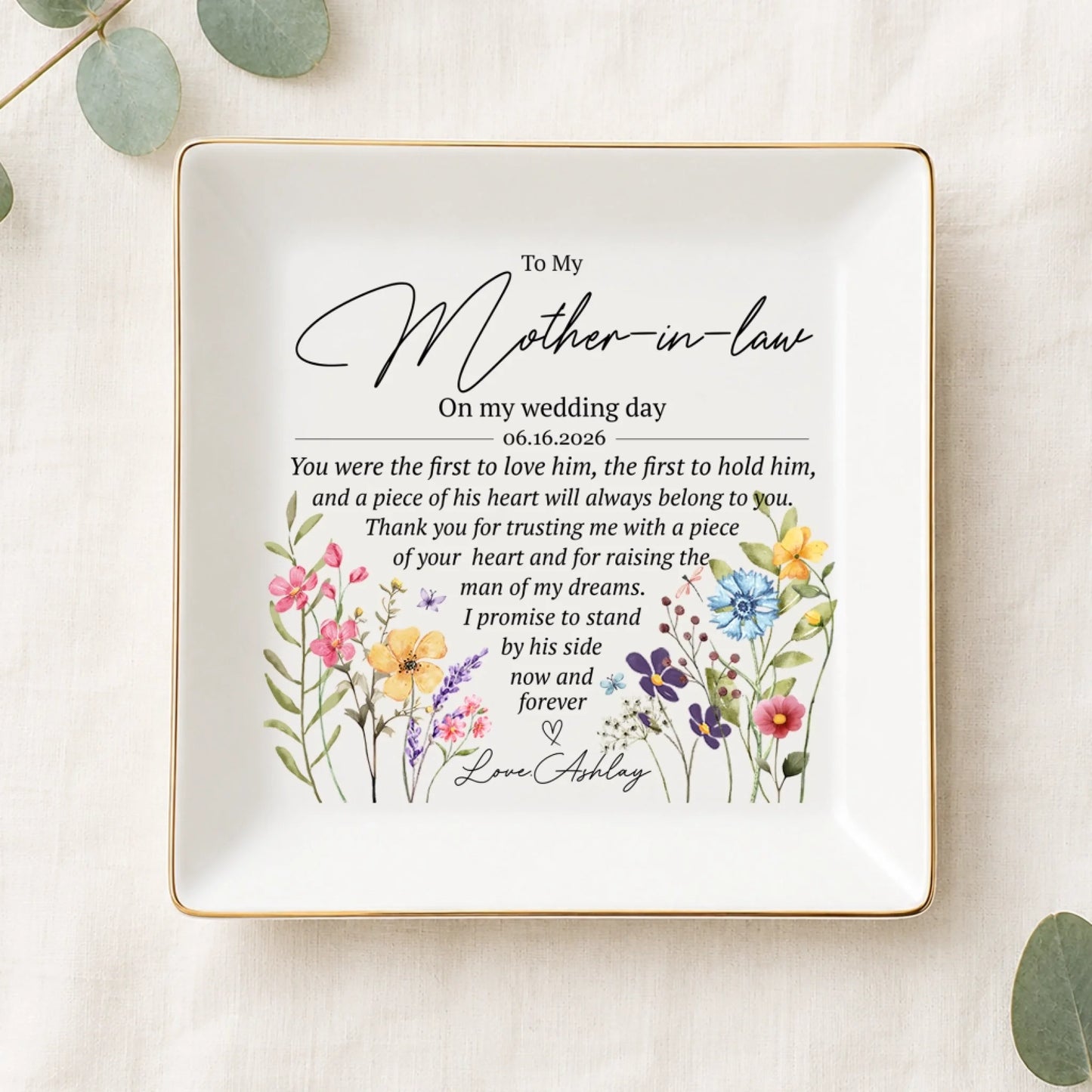 Personalized Mother-in-Law Ring Dish – Wedding Gift from Bride