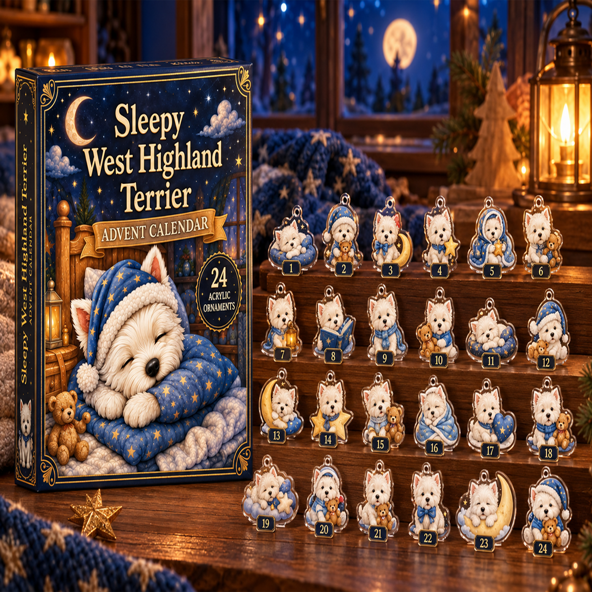 Sleepy West Highland Terrier Advent Calendar 2026 – personalized product image 1