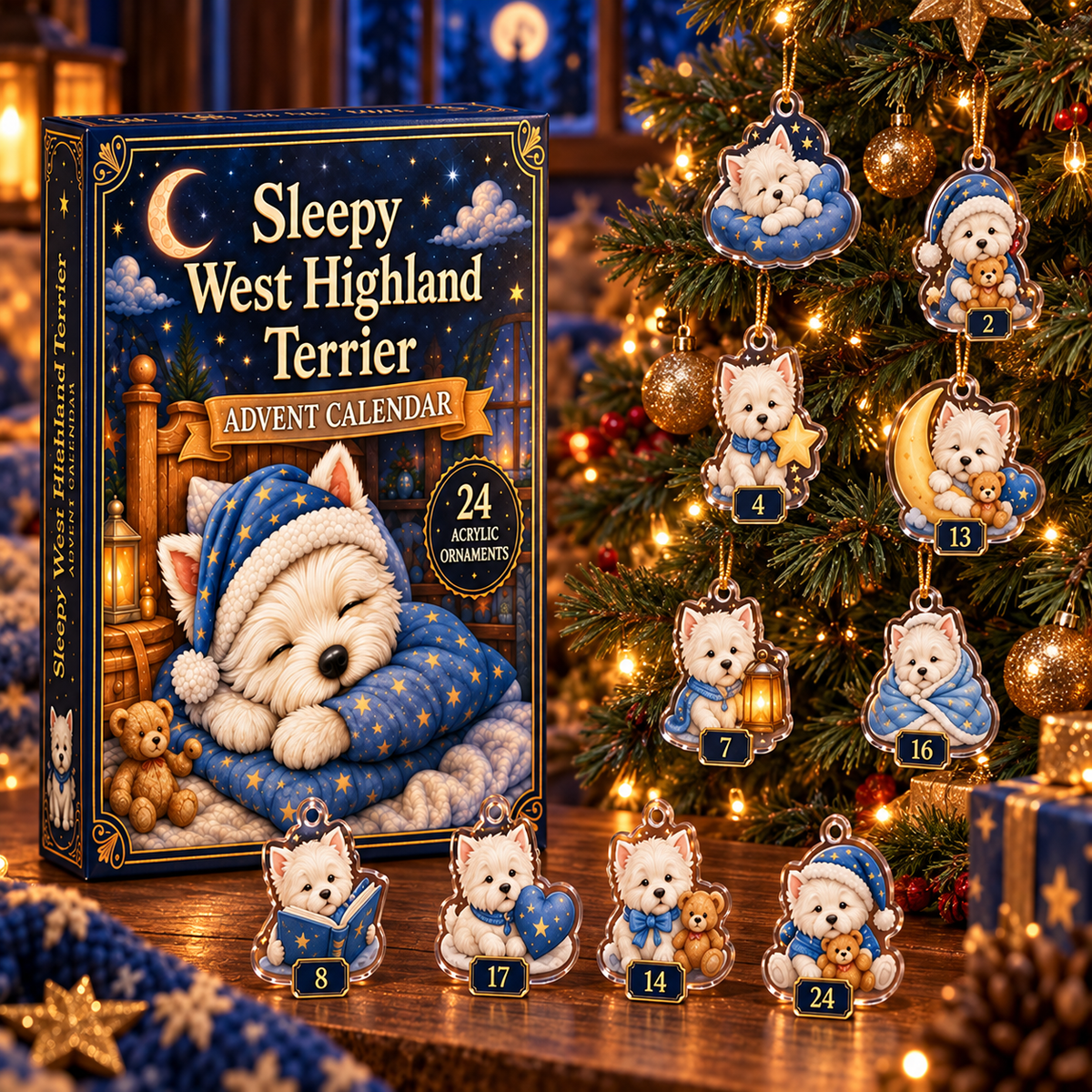 Sleepy West Highland Terrier Advent Calendar 2026 – personalized product image 2