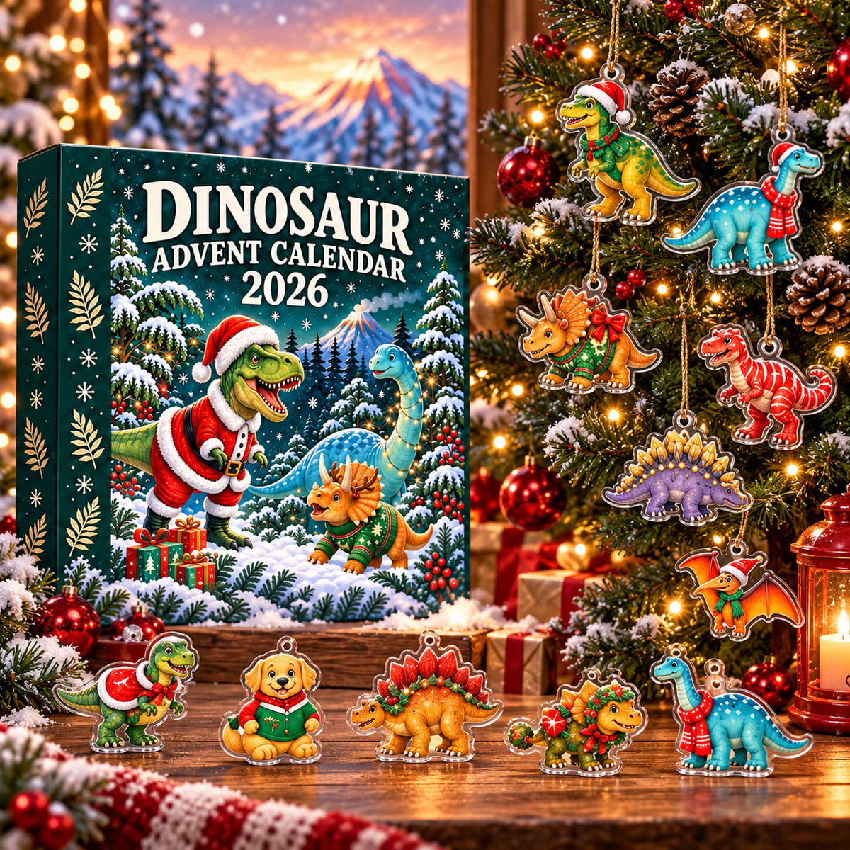 Dinosaur Christmas Advent Calendar 2026 – personalized product image 2