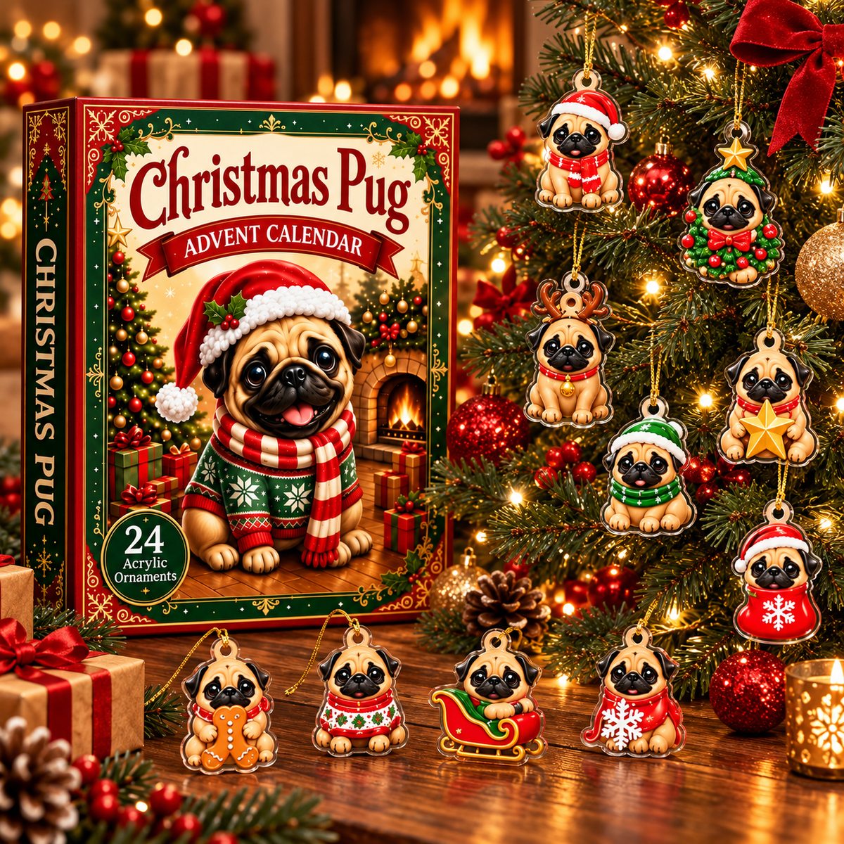 Christmas Pug Advent Calendar 2026 – personalized product image 2