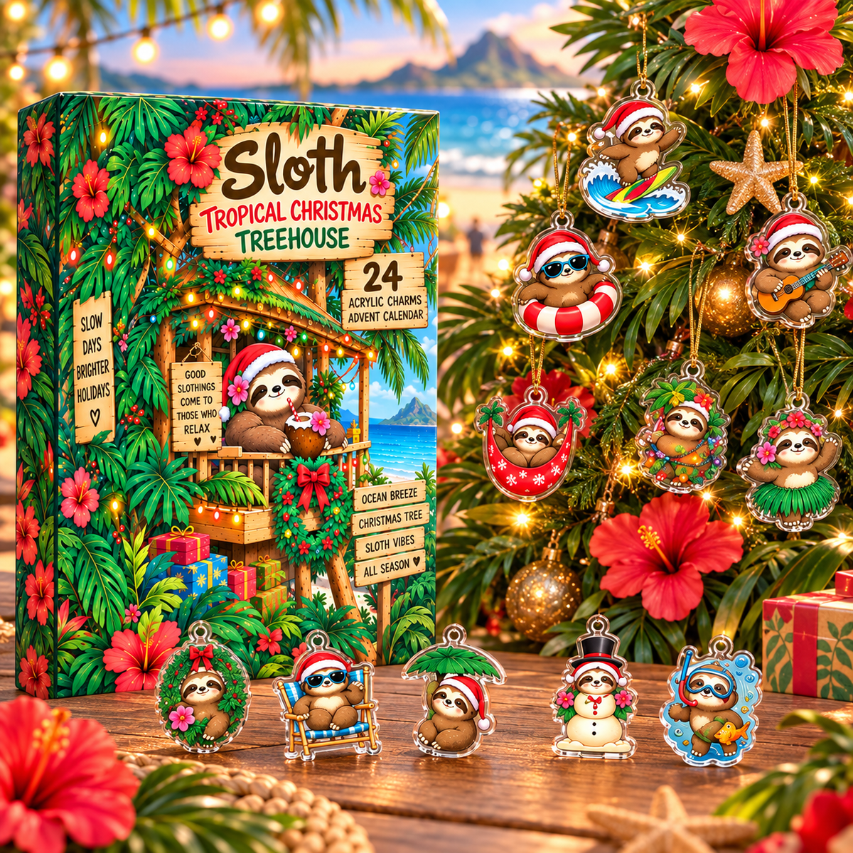 Tropical Sloth Christmas Advent Calendar 2026 – personalized product image 2