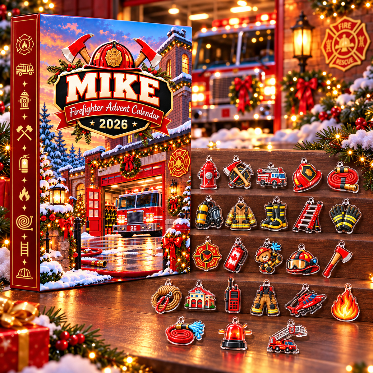 Personalized Firefighter Christmas Advent Calendar 2026 – personalized product image 1