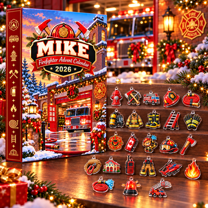 Personalized Firefighter Christmas Advent Calendar 2026 – personalized product image 1