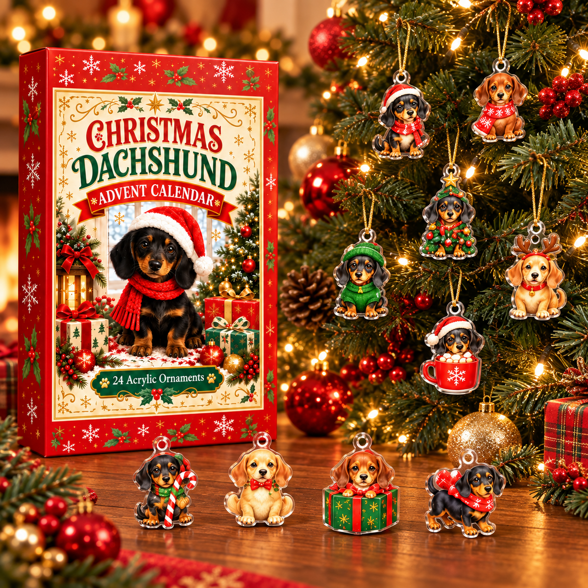 Christmas Dachshund Advent Calendar display