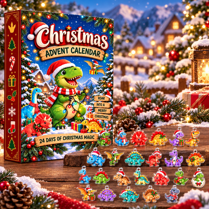 Christmas Dinosaur Advent Calendar with charms