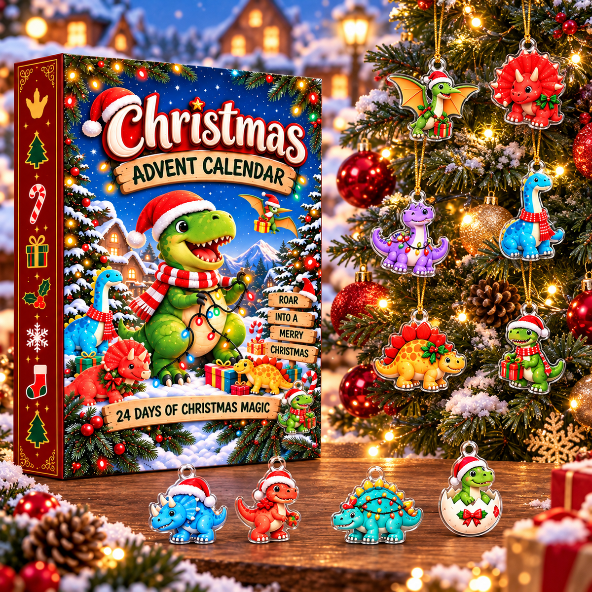Christmas Dinosaur Advent Calendar display