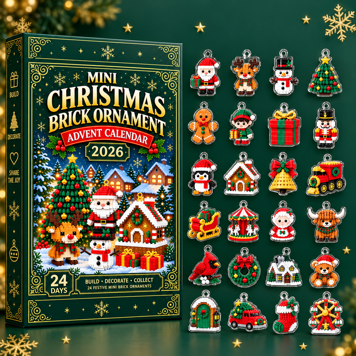 Mini Christmas Brick Ornament Advent Calendar 2026 – 24 Brick Charms