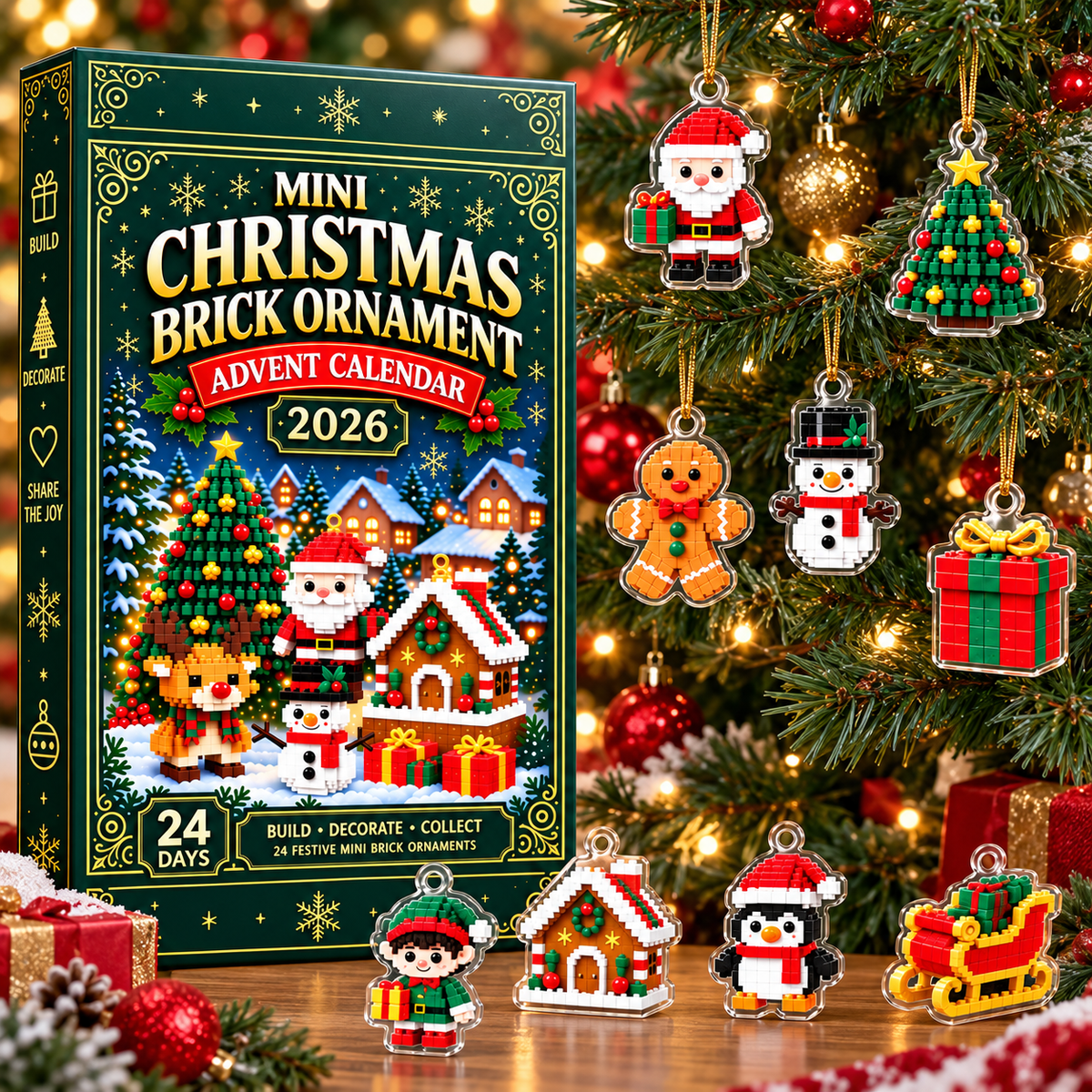 Mini Christmas Brick Ornament Advent Calendar 2026 – 24 Brick Charms