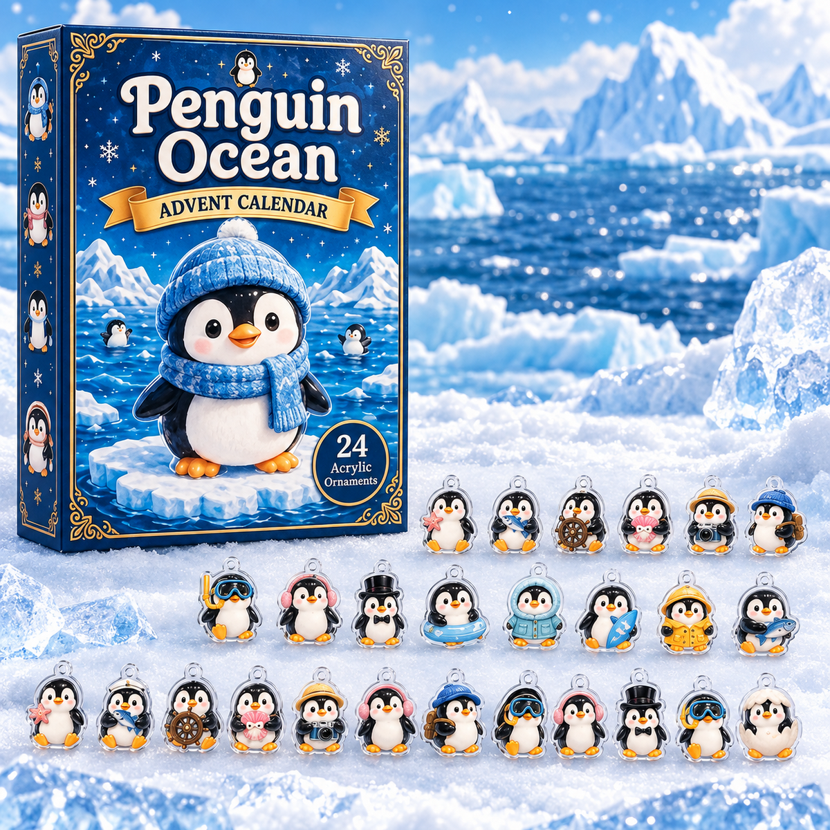 Penguin Ocean Advent Calendar with 24 charms
