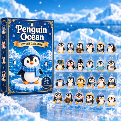 Penguin ornaments on Christmas tree