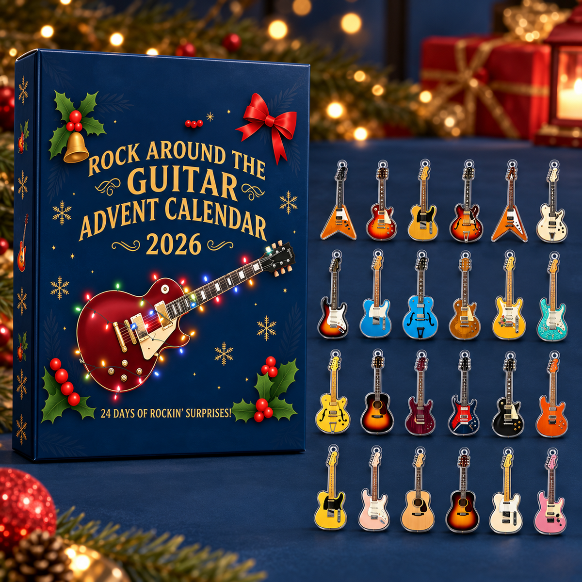Guitar ornaments on Christmas tree