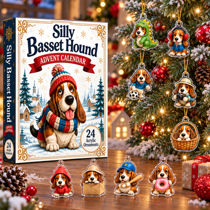 Silly Basset Hound Advent Calendar – 24 Dog Charms