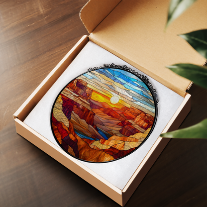 Grand Canyon Desert Sunset stained glass suncatcher – flat printed artwork design