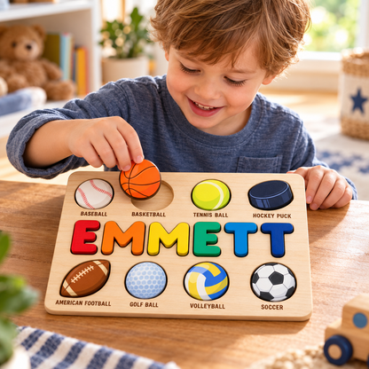 Custom wooden name puzzle, design 010, mockup view 3