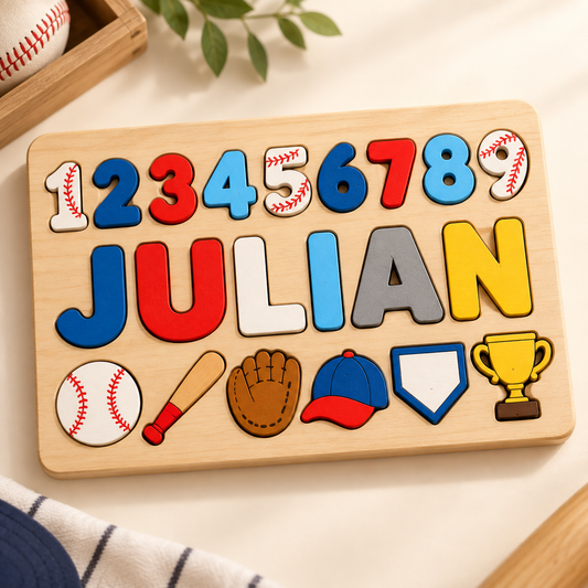 Custom wooden name puzzle, design 011, mockup view 1