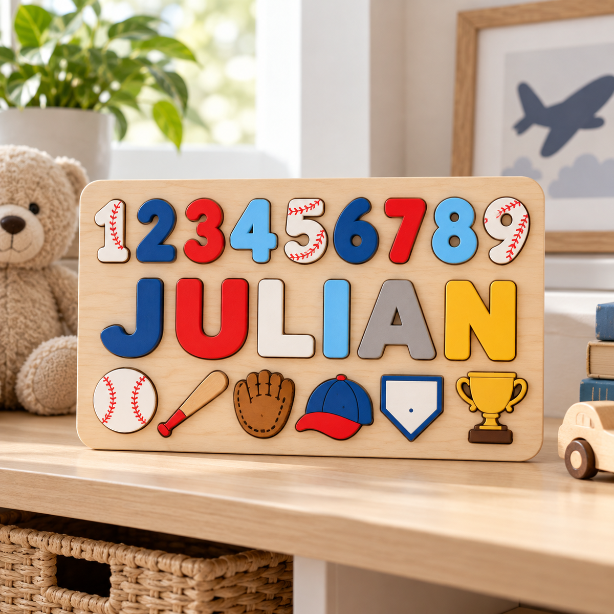 Custom wooden name puzzle, design 011, mockup view 2