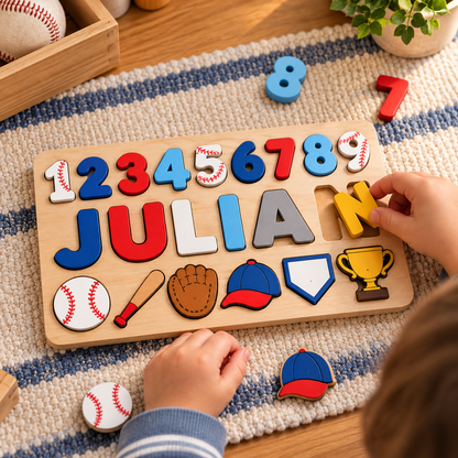Custom wooden name puzzle, design 011, mockup view 3