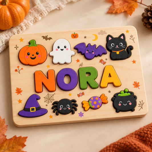 Custom wooden name puzzle, design 012, mockup view 1
