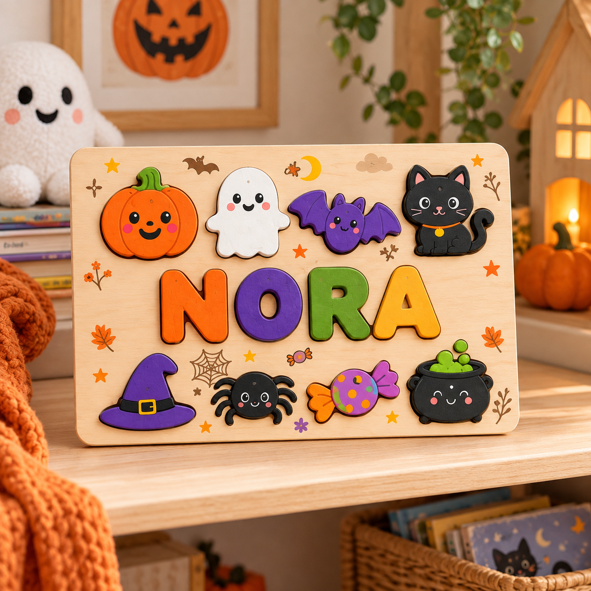 Custom wooden name puzzle, design 012, mockup view 2