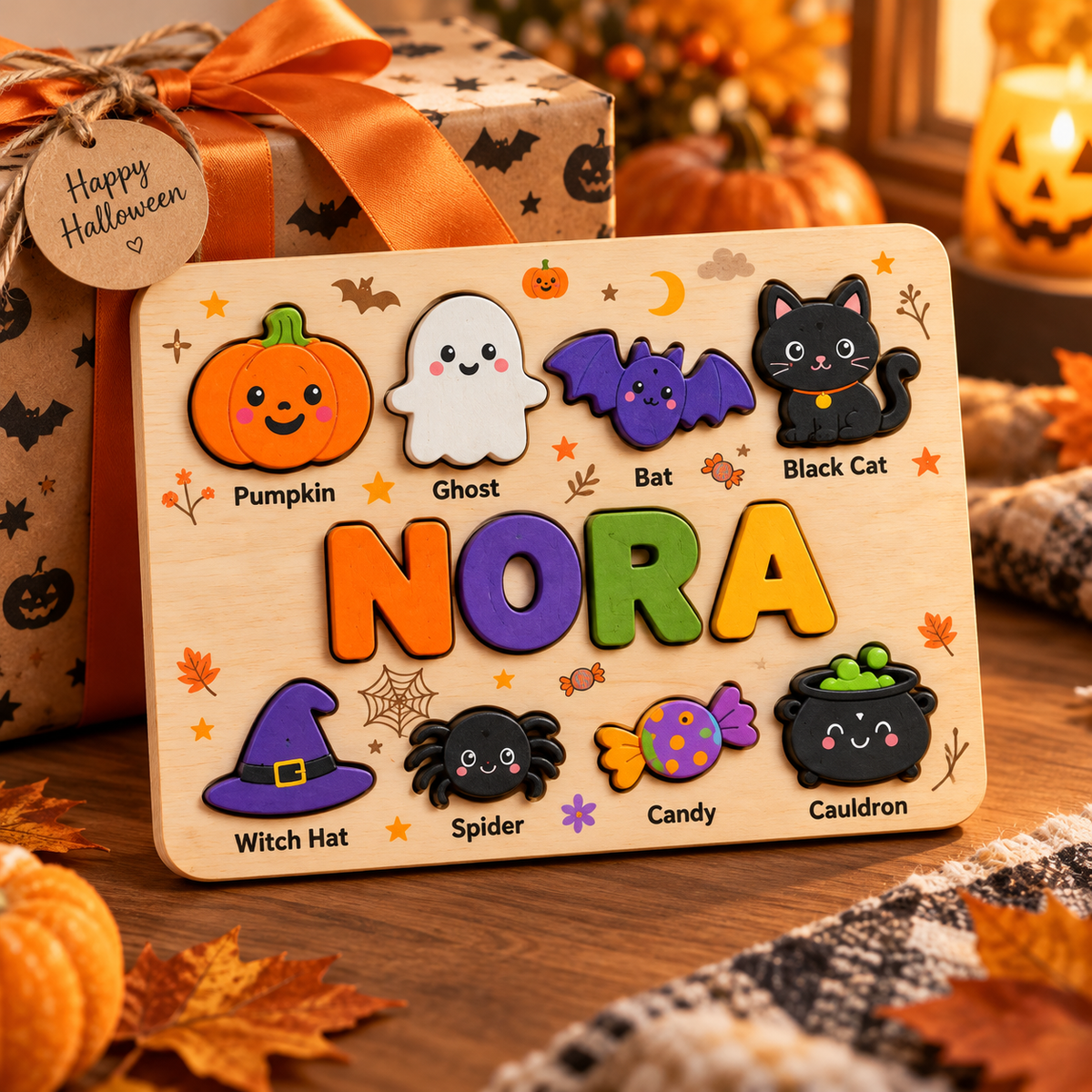 Custom wooden name puzzle, design 012, mockup view 4