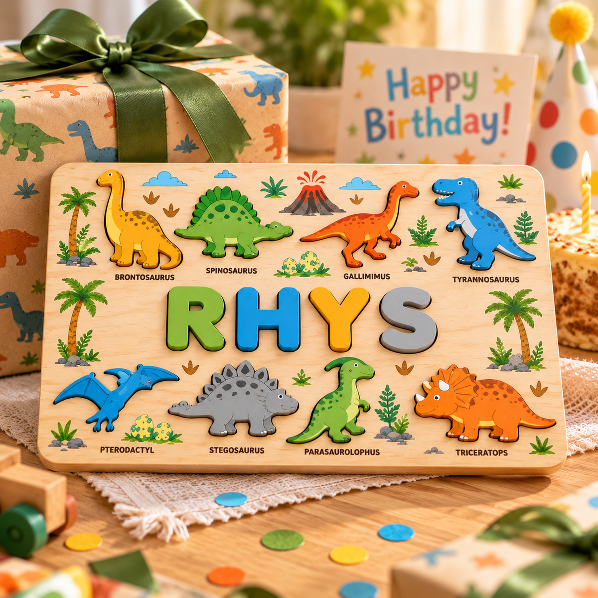 Custom wooden name puzzle, design 013, mockup view 4