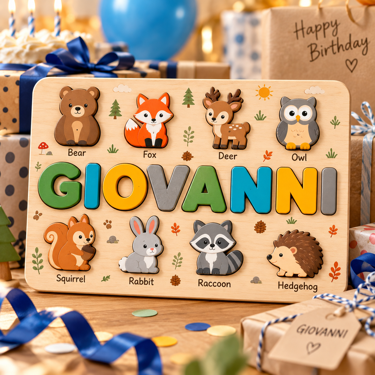 Custom wooden name puzzle, design 015, mockup view 4