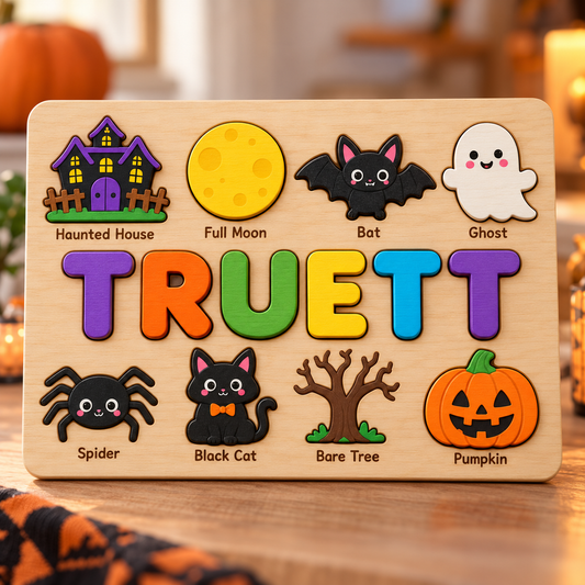 Custom wooden name puzzle, design 017, mockup view 1