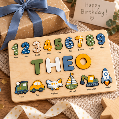 Custom wooden name puzzle, design 002, mockup view 4