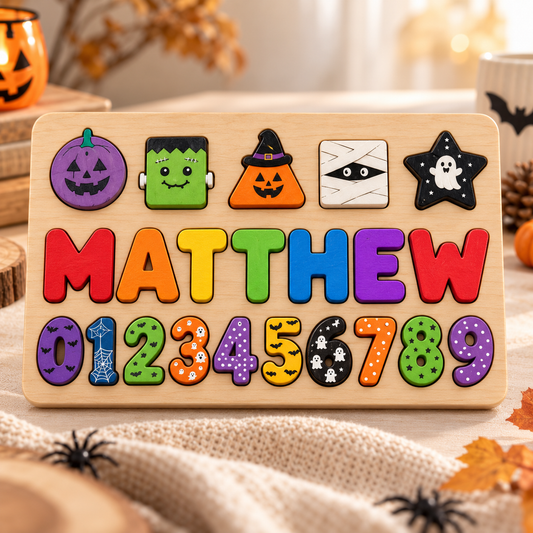 Custom wooden name puzzle, design 021, mockup view 1