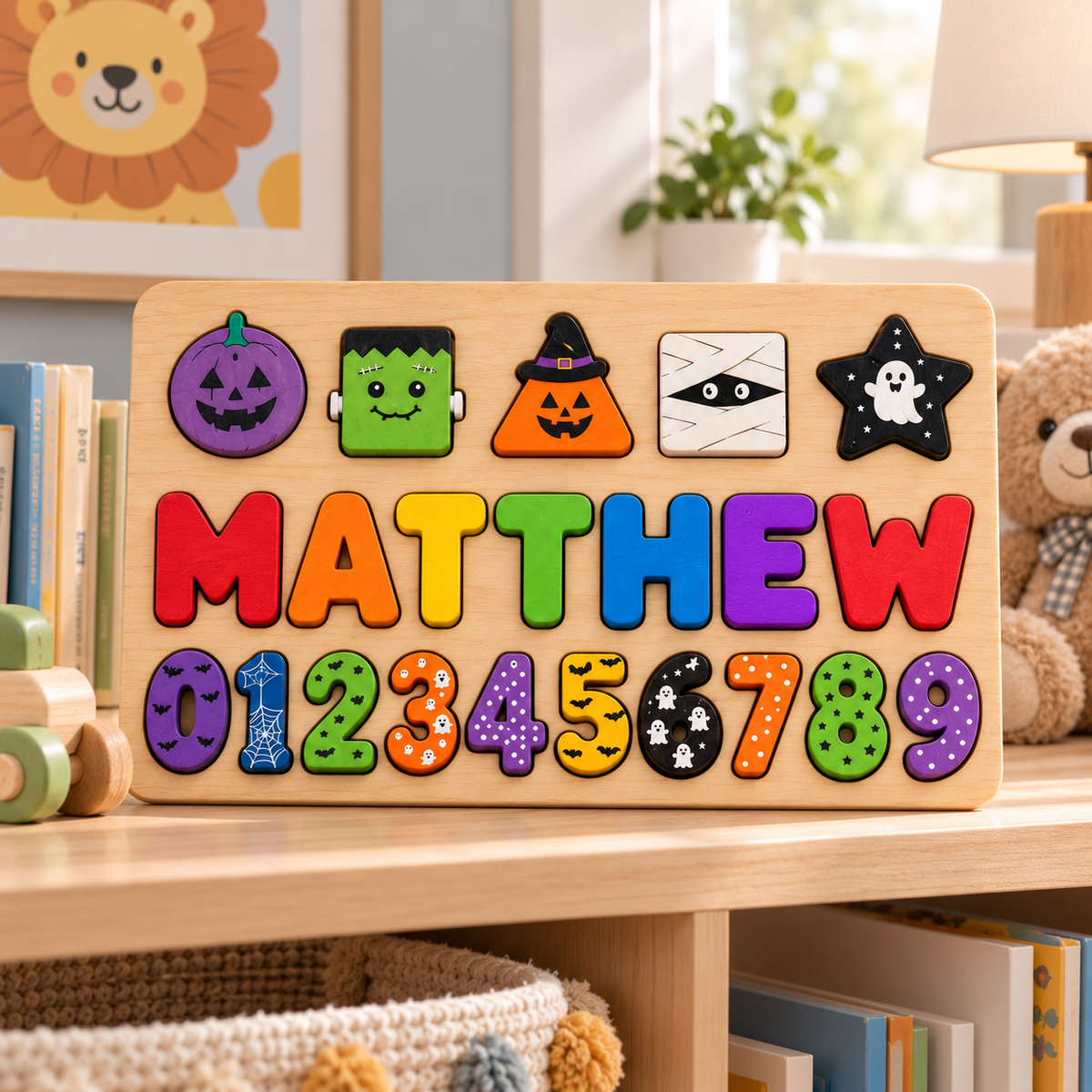 Custom wooden name puzzle, design 021, mockup view 2