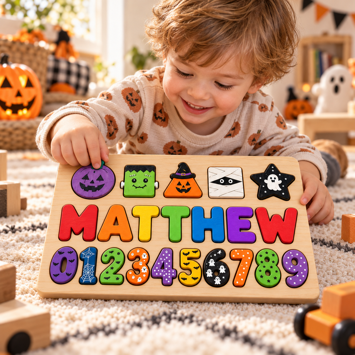 Custom wooden name puzzle, design 021, mockup view 3